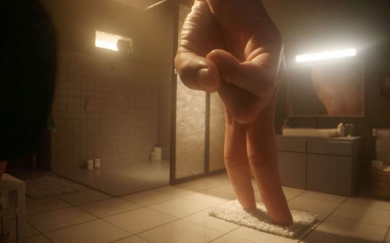 hand in front of the mirror